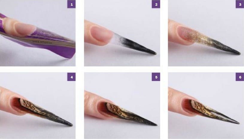 Пример пошагового дизайна стилет ногтей